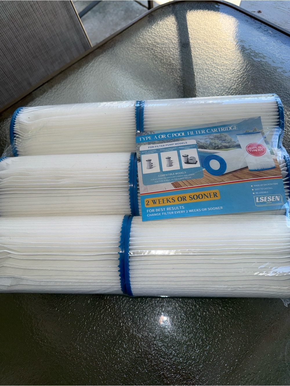 Type A or C Pool Filter Cartridge - White with Blue